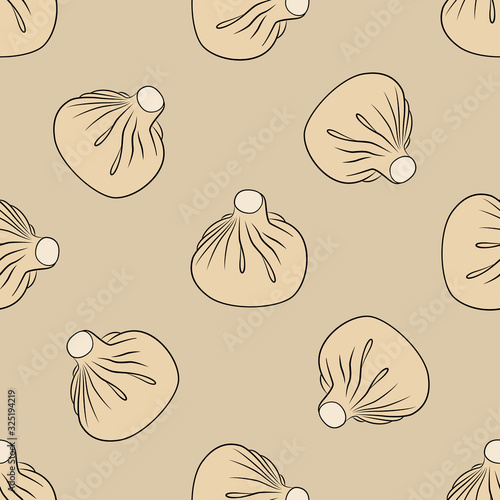 Seamless texture manti food. Isolated. Vector illustration. Traditional cuisine. Georgia.