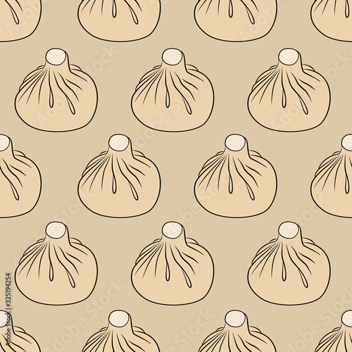 Seamless texture manti food. Isolated. Vector illustration. Traditional cuisine. Georgia.