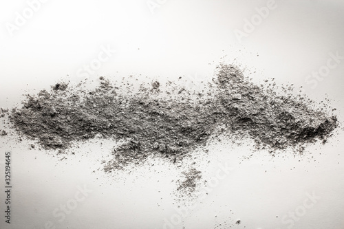 Pile of dissipated ash, dust, dirt, filth as cleaning, dusting, sweep, cremation, mineral, geology, burnt, fertilize
