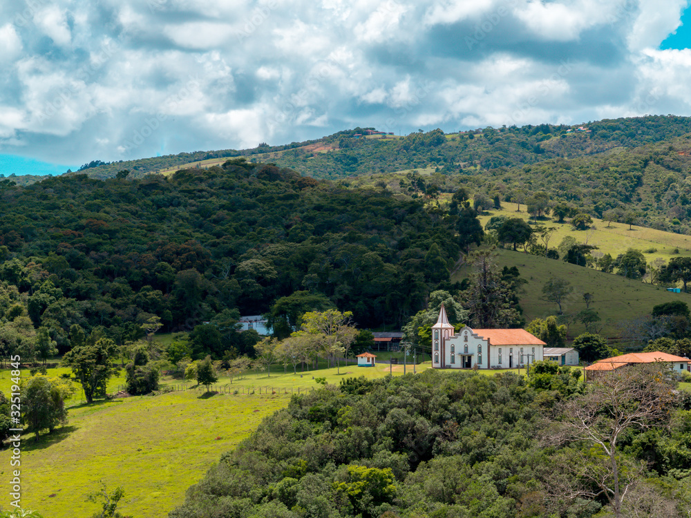 Church of São José da Boa Vista, in the middle of mountains and farms in the region of Cunha, state of Sao Paulo, Brazil