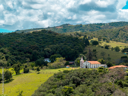 Church of S  o Jos   da Boa Vista  in the middle of mountains and farms in the region of Cunha  state of Sao Paulo  Brazil