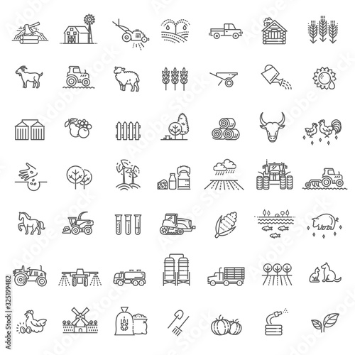 Set of Agriculture and Farming Line Icons