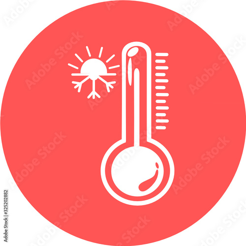 Celsius or fahrenheit meteorology thermometers measuring heat or cold, vector illustration. Thermometer equipment showing hot or cold weather. Medicine thermometer in flat style. Thermometer icon logo