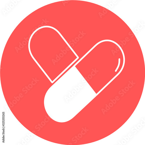 Medical pill logo. Medicine, pharmacy, hospital of drugs. Medication, pharmaceutics concept. Vector illustration. Drugs flat icon: pill, capsule. healthcare medicine icon