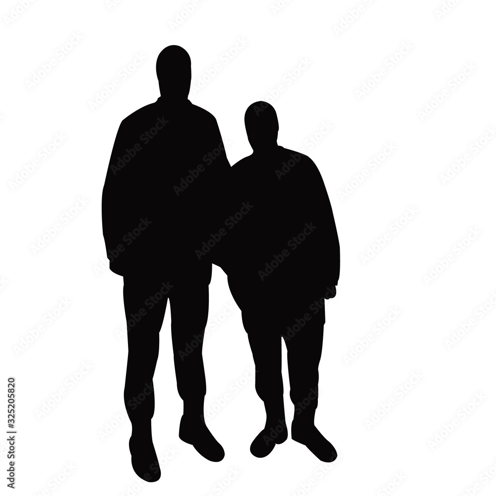 tall and short men together, silhouette vector