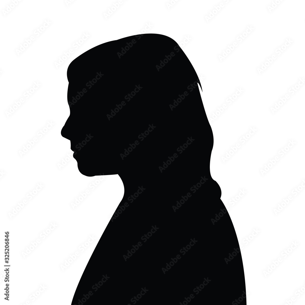 a teenager child head silhouette vector