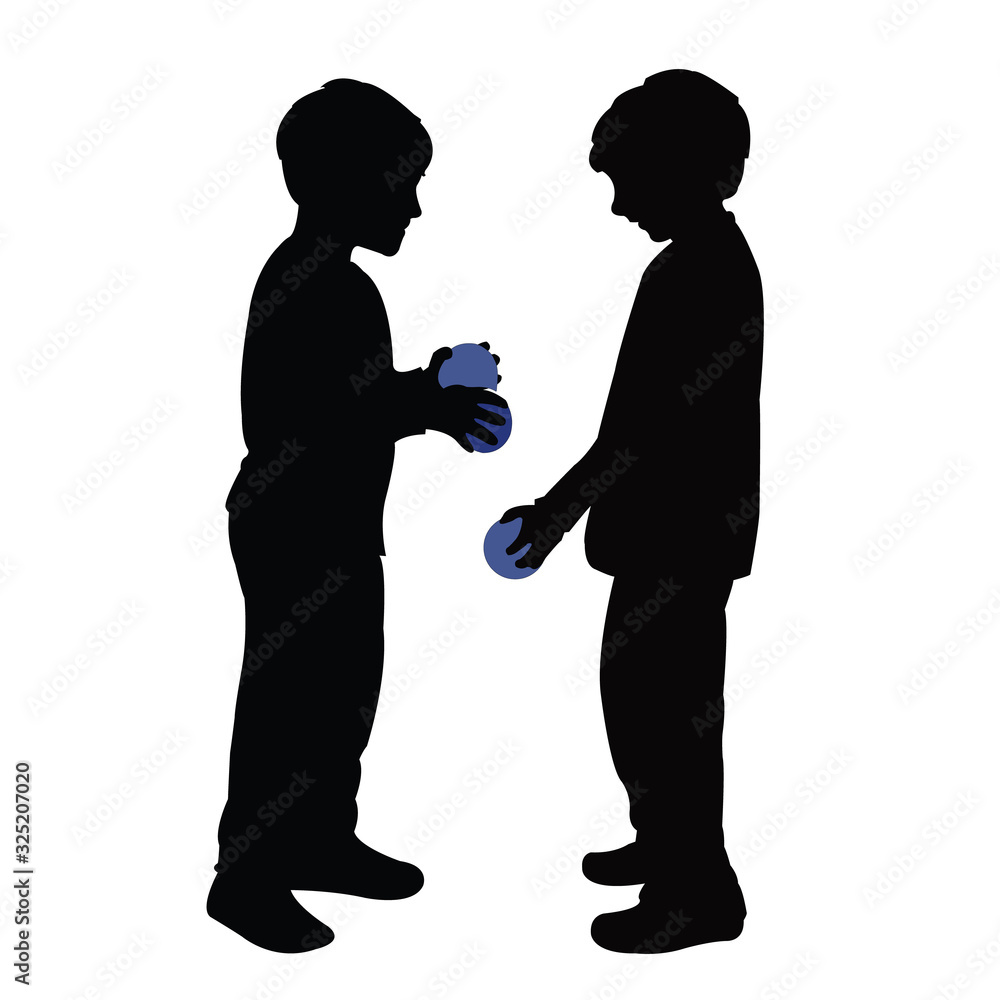 two boys making chat, silhouette vector