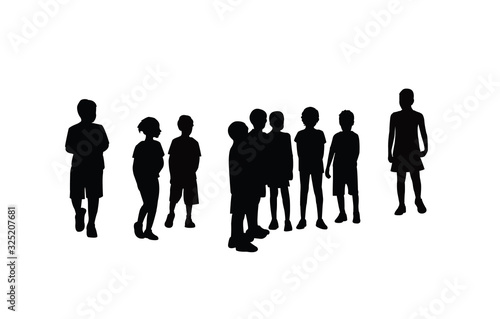 children together, silhouette vector