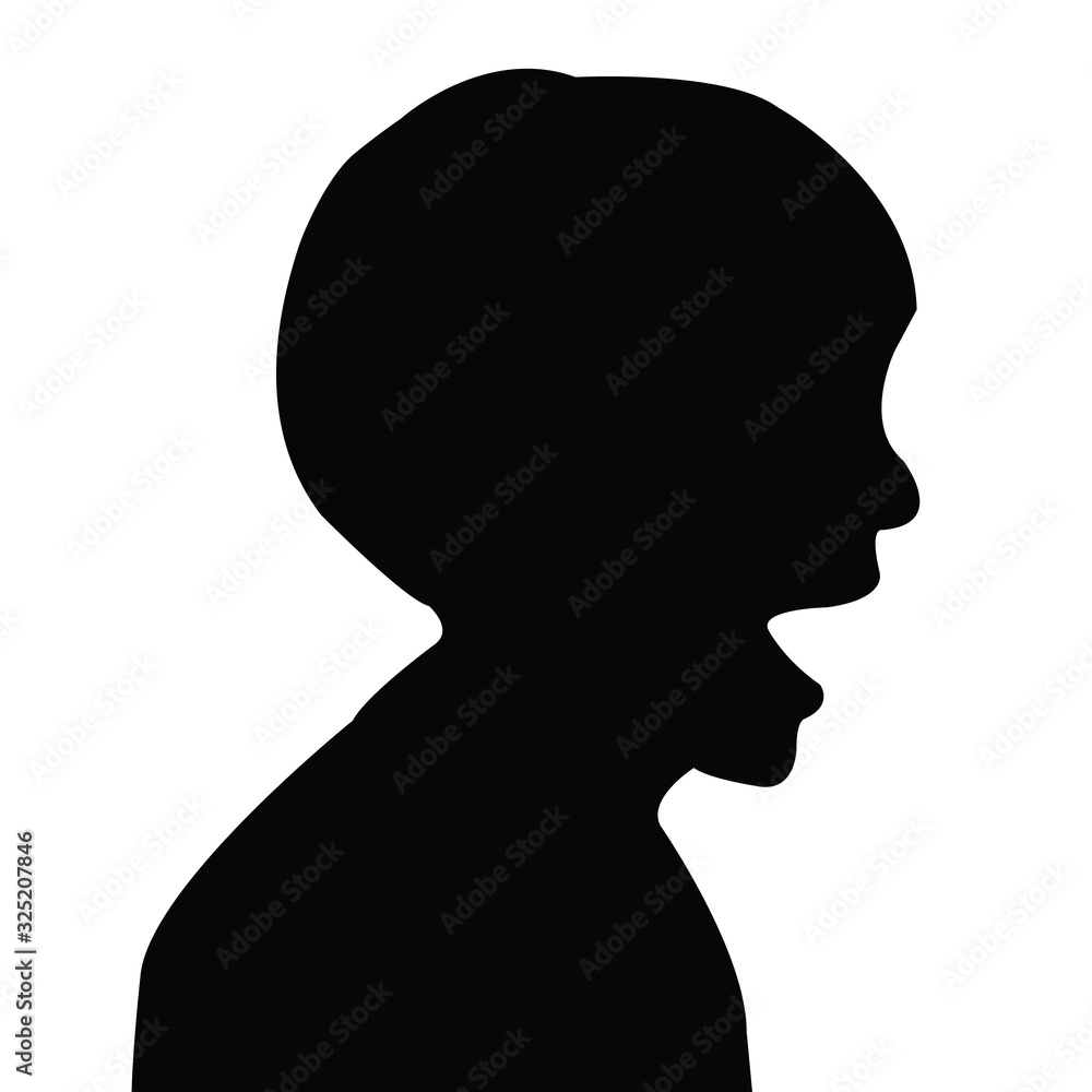 a boy talking head silhouette vector