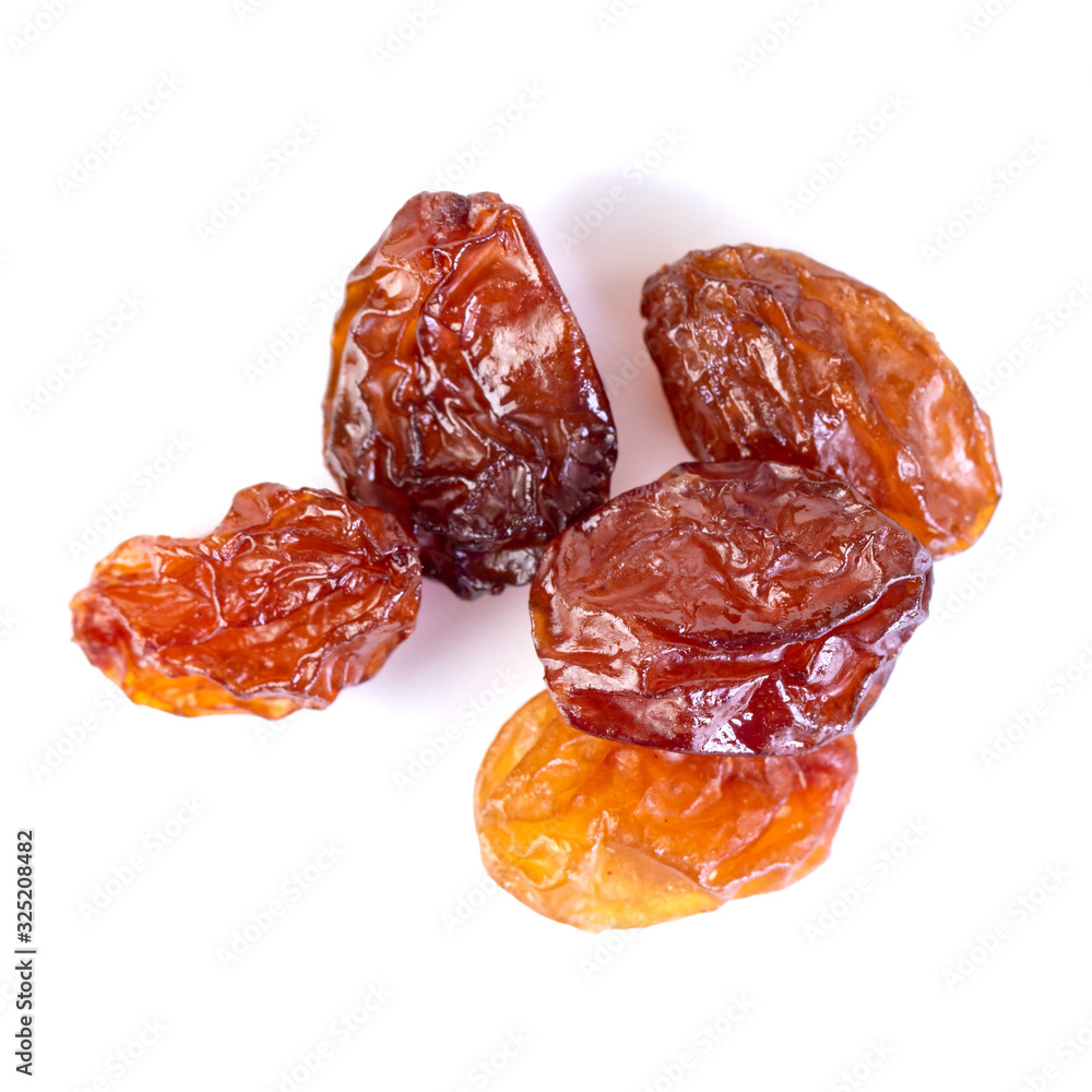 Raw raisins, dried grape isolated on white background Raw raisins, dried grape isolated on white background