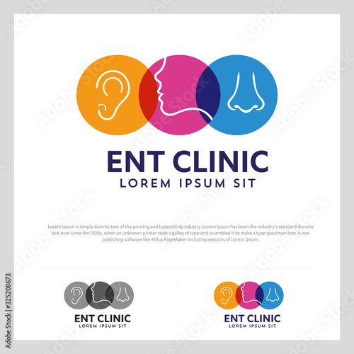 ENT logo Head for ear, nose, throat doctor. logo Line vector icon. Editable stroke. illustration Flat linear