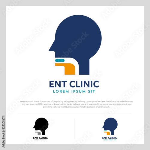 ENT logo Head for ear, nose, throat doctor. logo Line vector icon. Editable stroke. illustration Flat linear
