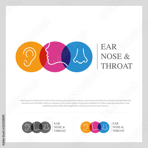 ENT logo Head for ear, nose, throat doctor. logo Line vector icon. Editable stroke. illustration Flat linear