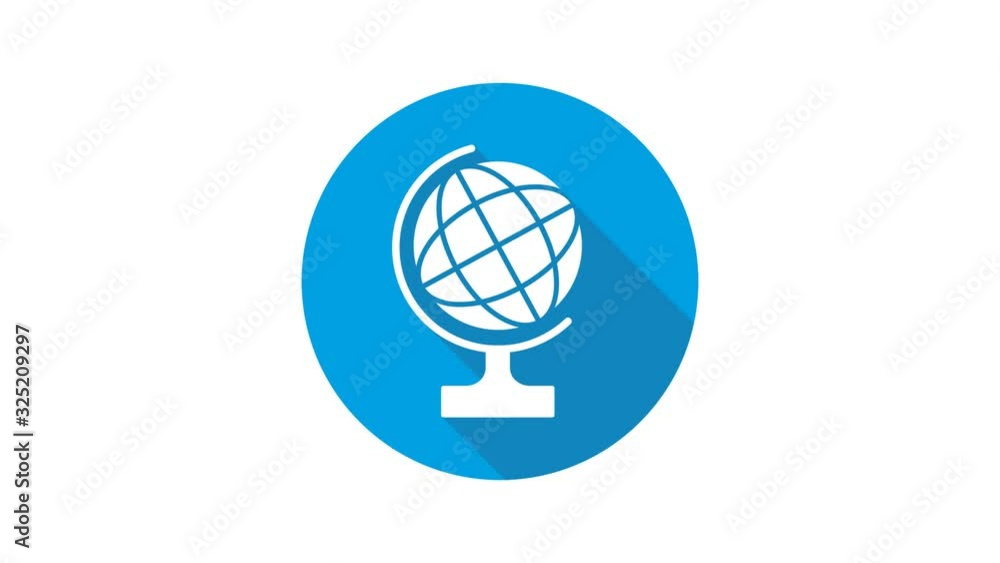 Blue motion graphic icon animation globe Blue motion graphic icon animation globe