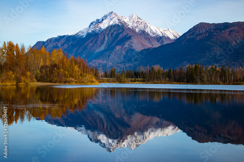 Alaskan lake and mountain