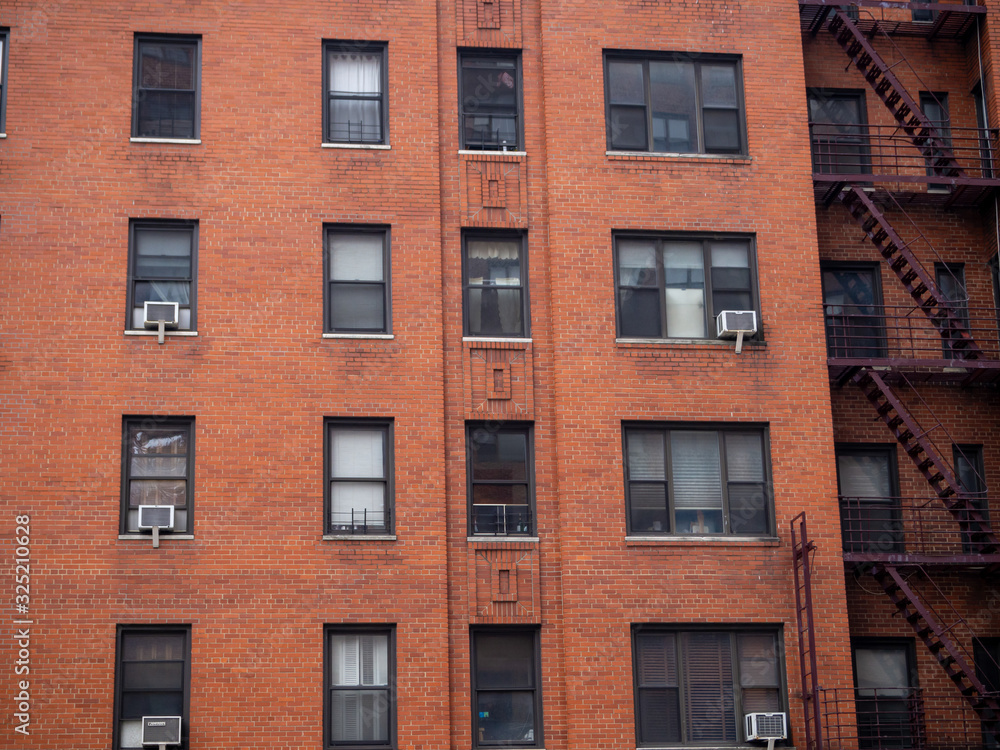 close view of classic brick facade from building in New York City