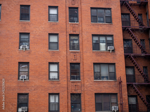 close view of classic brick facade from building in New York City