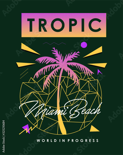 tropic palm miami beach vector