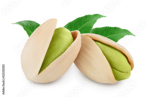 Wallpaper Mural pistachio with leaves isolated on white background with clipping path and full depth of field Torontodigital.ca