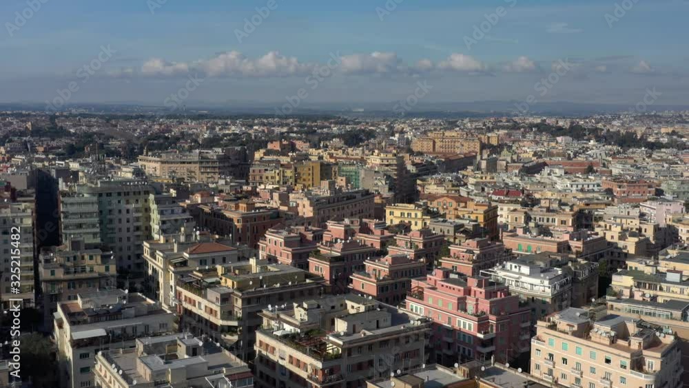 Aerial view of residential district of Rome, Italy. Tilt up establishing shot. Aerial view of residential district of Rome, Italy. Tilt up establishing shot.