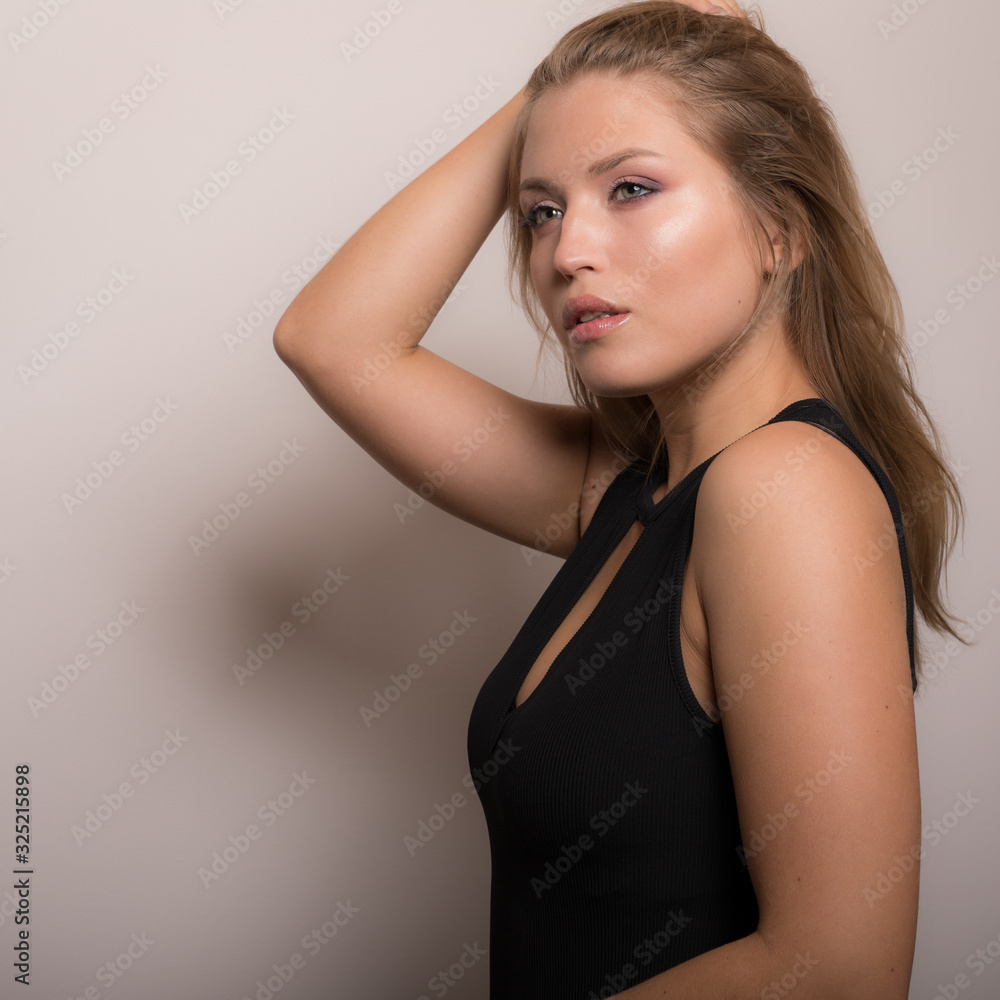 Fototapeta premium Young beautiful girl studio portrait.