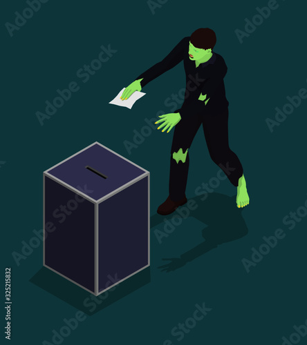 Zombie is trying to vote, unfair voting. The dishonest candidate uses the votes of dead people to win the election.