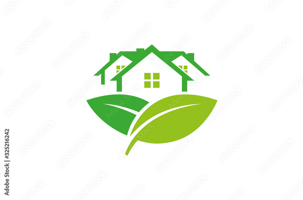 Creative Abstract Building leaves icon logo Creative Abstract Building leaves icon logo