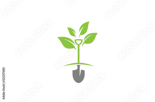 Creative Abstract Shovel leaves icon logo