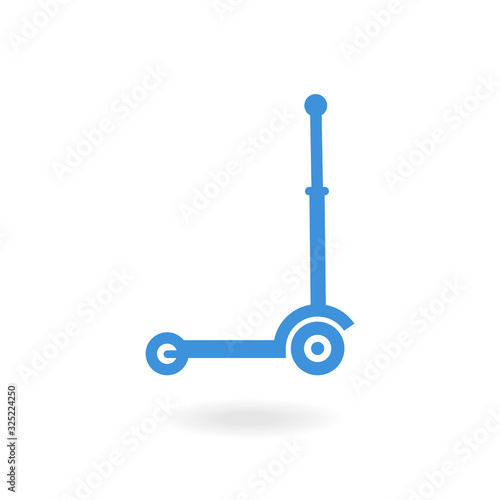 Kick scooter isolated on white. Bicycle. Bike icon vector. Roller scooter equipment.