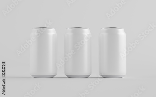 12 oz. / 330ml Aluminium Can Mockup - Three Cans. Blank Label.  3D Illustration