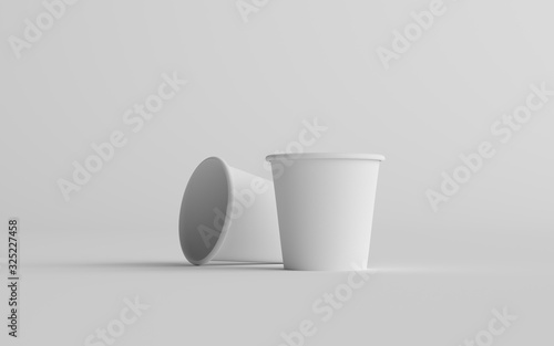 4 oz. Small Single Wall Paper Espresso  Coffee Cup Mockup  - Two Cups. 3D Illustration photo