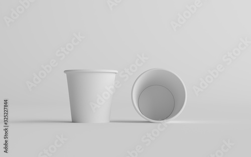 4 oz. Small Single Wall Paper Espresso  Coffee Cup Mockup  - Two Cups. 3D Illustration photo