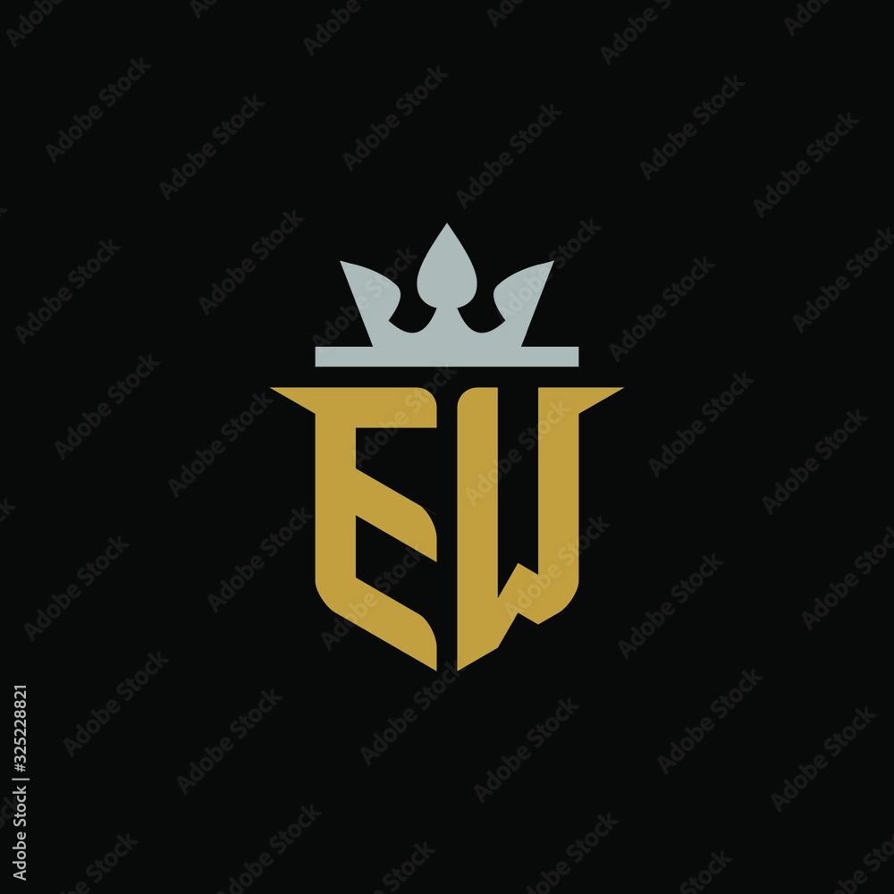 Initials Letter EW Shield King Logo Design Initials Letter EW Shield King Logo Design