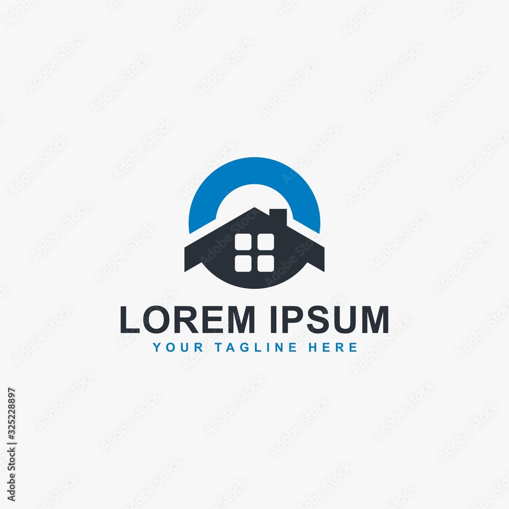 Real estate logo design. Monogram O house abstract symbol. Circle house icon vector. Real estate logo design. Monogram O house abstract symbol. Circle house icon vector.