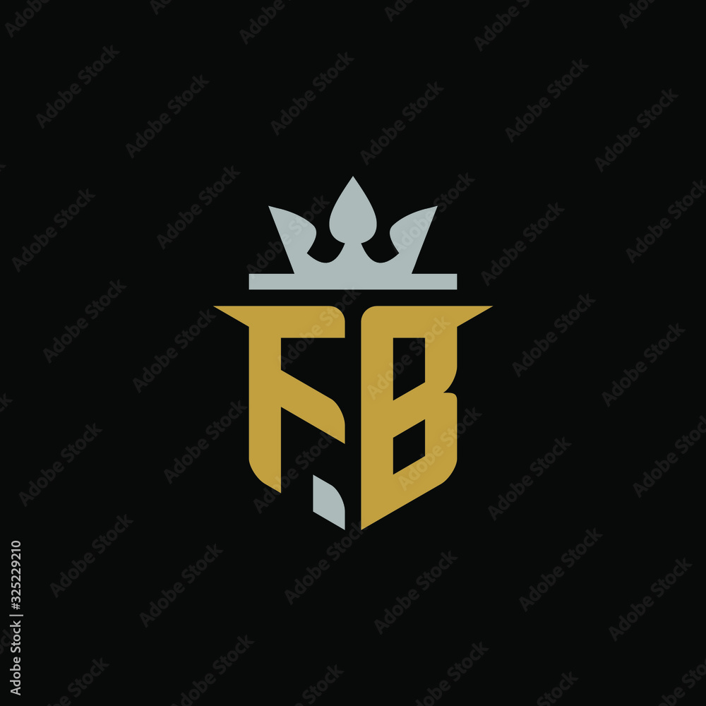Initials Letter FB Shield King Logo Design Initials Letter FB Shield King Logo Design