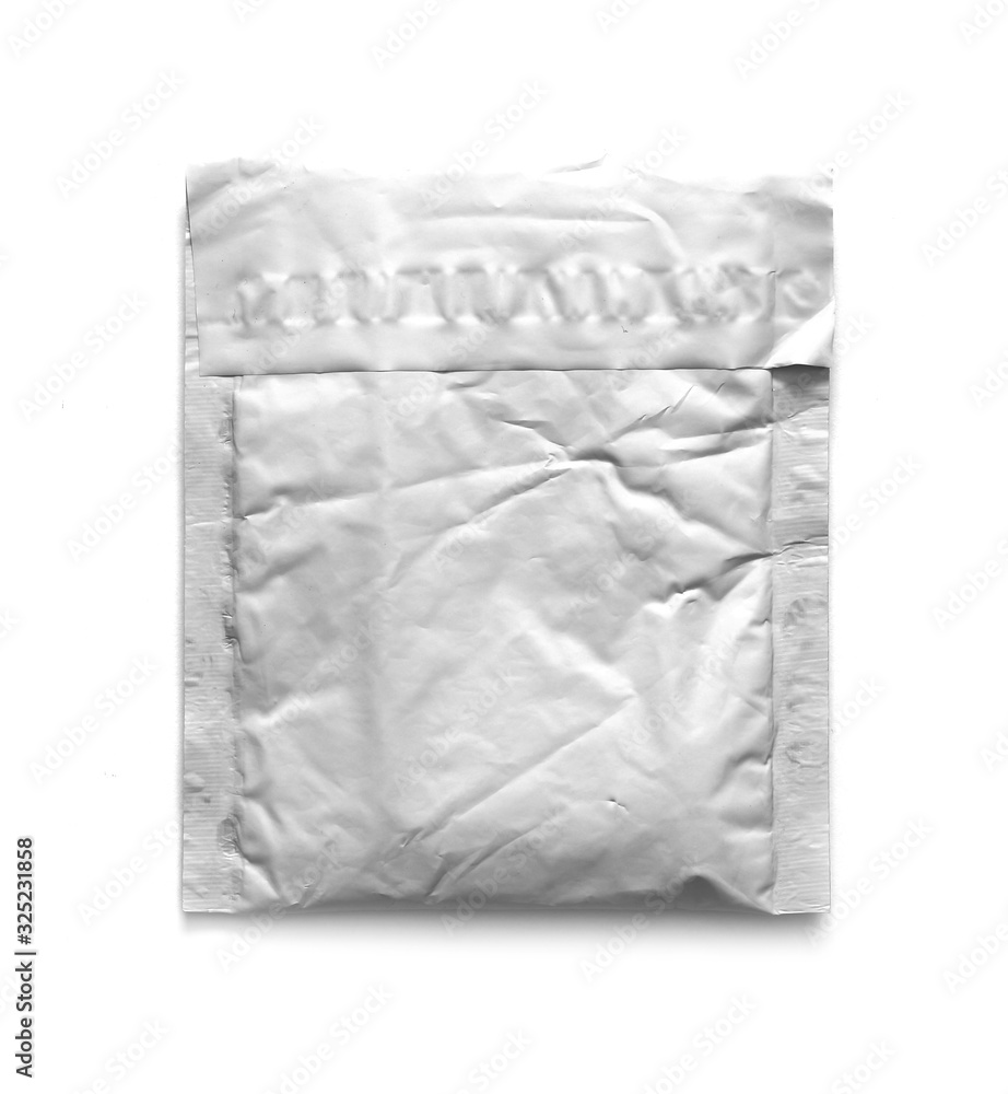 envelope of package on white background