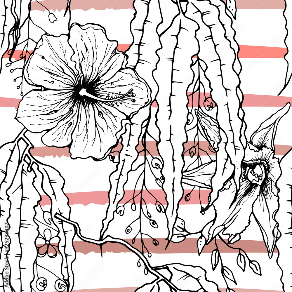 Fototapeta premium Tropical, modern stripes motif