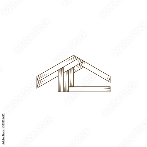 Initial letter TTC wooden house logo