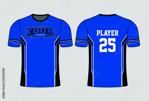 Royal blue body filled with black side inserts and a white trim decent looking shirt