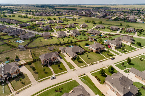 Drone Aerial of Residential Neighborhood in Haslet, TX  