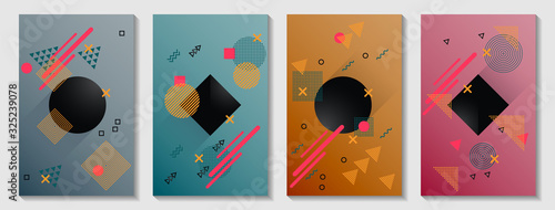 Memphis cover layouts kit. Front page templates