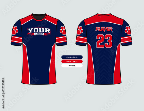 Paw on both sleeve this red bluish shirt with a ghosted pattern on the back make a special look shirt