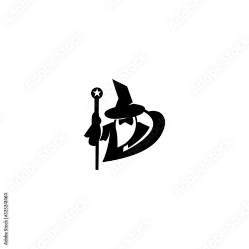 wizard warlock logo black and white vector