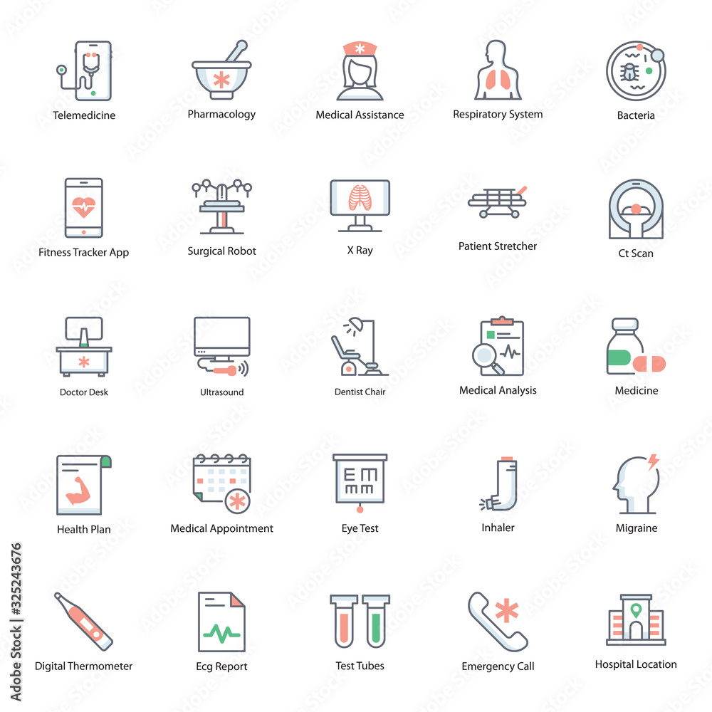  Pack Of Medical Tools Flat Icons 