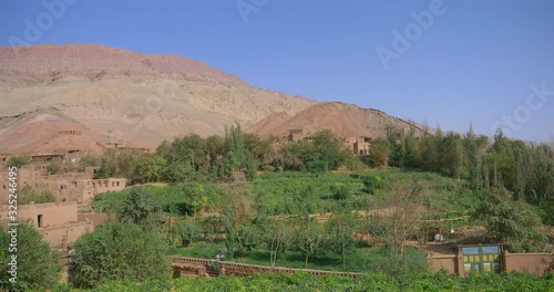 Ancient traditional residential old house in Tuyoq village valley inTurpan Xinjiang Province China.