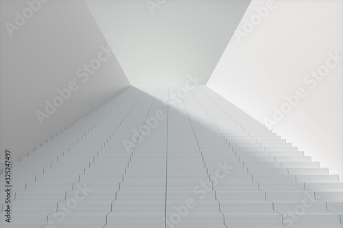Steps and wall with white background, modern construction,3d rendering.