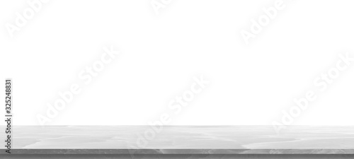 Empty top of white mable stone table isolated on white background ,for montage product display or design key visual layout.with clipping path