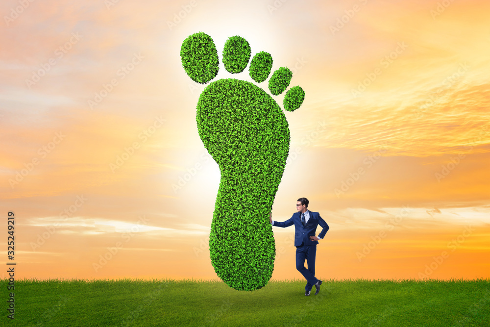 Carbon footprint concept with businessman Carbon footprint concept with businessman