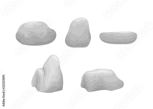 Vector illustration of rocks and stones, isolated natural elements in different shapes