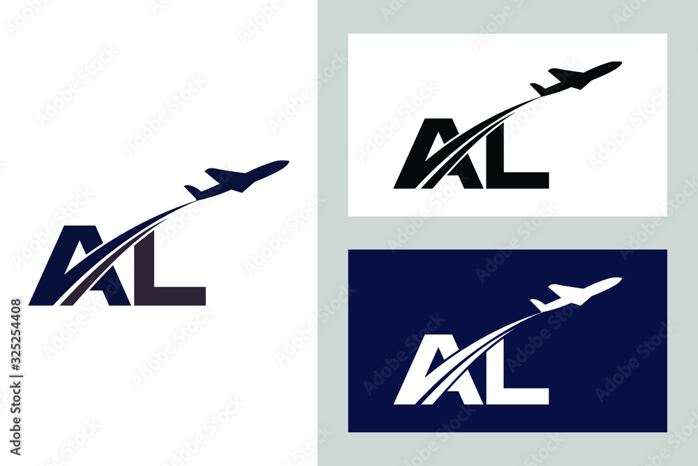 Initial Letter A and L with Aviation Logo Design, Air, Airline, Airplane and Travel Logo template.